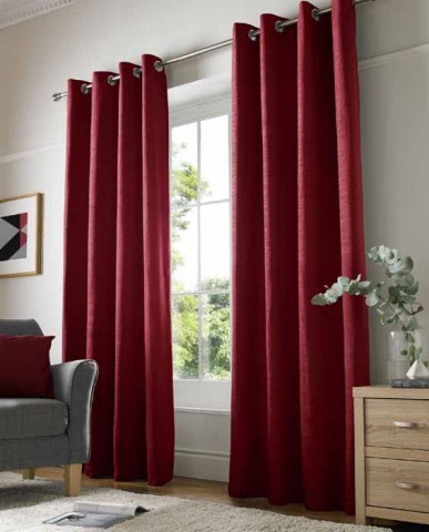 chenille red eyelet curtains
